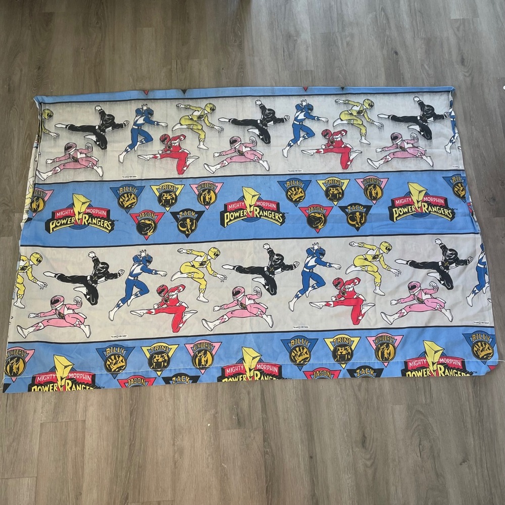 Saban Power Rangers Flat Sheet Kids Twin Blue Good Vintage 90s Retro Print